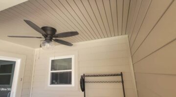 Ascend composite siding on a back porch with matching soffit, fascia and aluminum capping