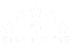 5 Star rating logo with 5 starts arched at the top