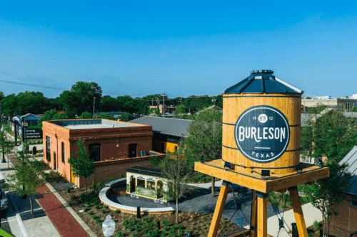 Window, door & siding replacement in Burleson, Texas. City water storage for downtown Burleson, Texas