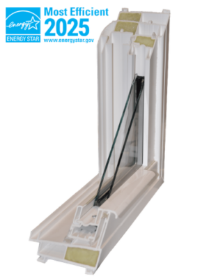 ProTex Remodeling Solar-Defense-Series replacement window corner view with Energy Star 2025 most efficient logo
